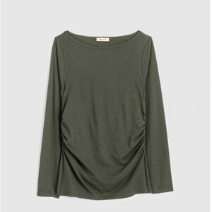 Madewell Ruched Crewneck Long-Sleeve Tee in Soft Slub